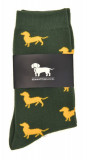 - Ponožky Krawattendackel s motivem jezevčíka v 3 barvách zelená-žltá / 36-40